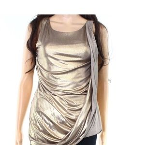 Bailey 44 Gold Medium Draped Layered Shimmer Tank